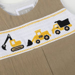Brown Construction Smocked Overalls - Lil Cactus
