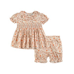 Brown Floral Smocked Dress and Bloomer Set - Lil Cactus