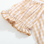 Brown Gingham Football Smocked Bishop Dress - Lil Cactus