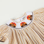 Brown Gingham Turkey Smocked Bishop Dress - Lil Cactus