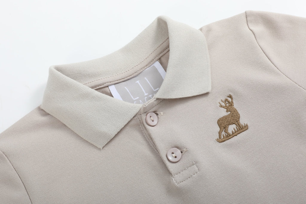 Brown Mule Deer Polo Shirt - Lil Cactus