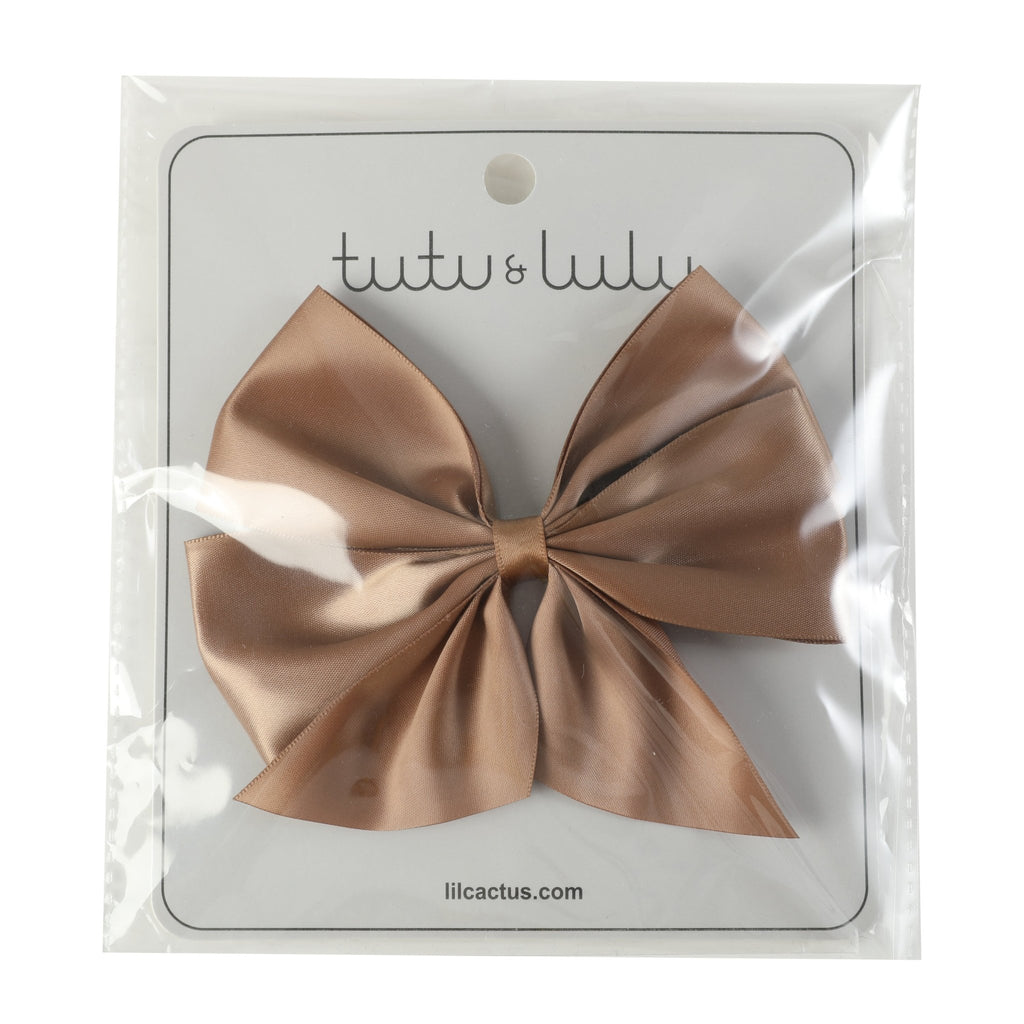 Brown Satin Bow Hair Clip - Lil Cactus