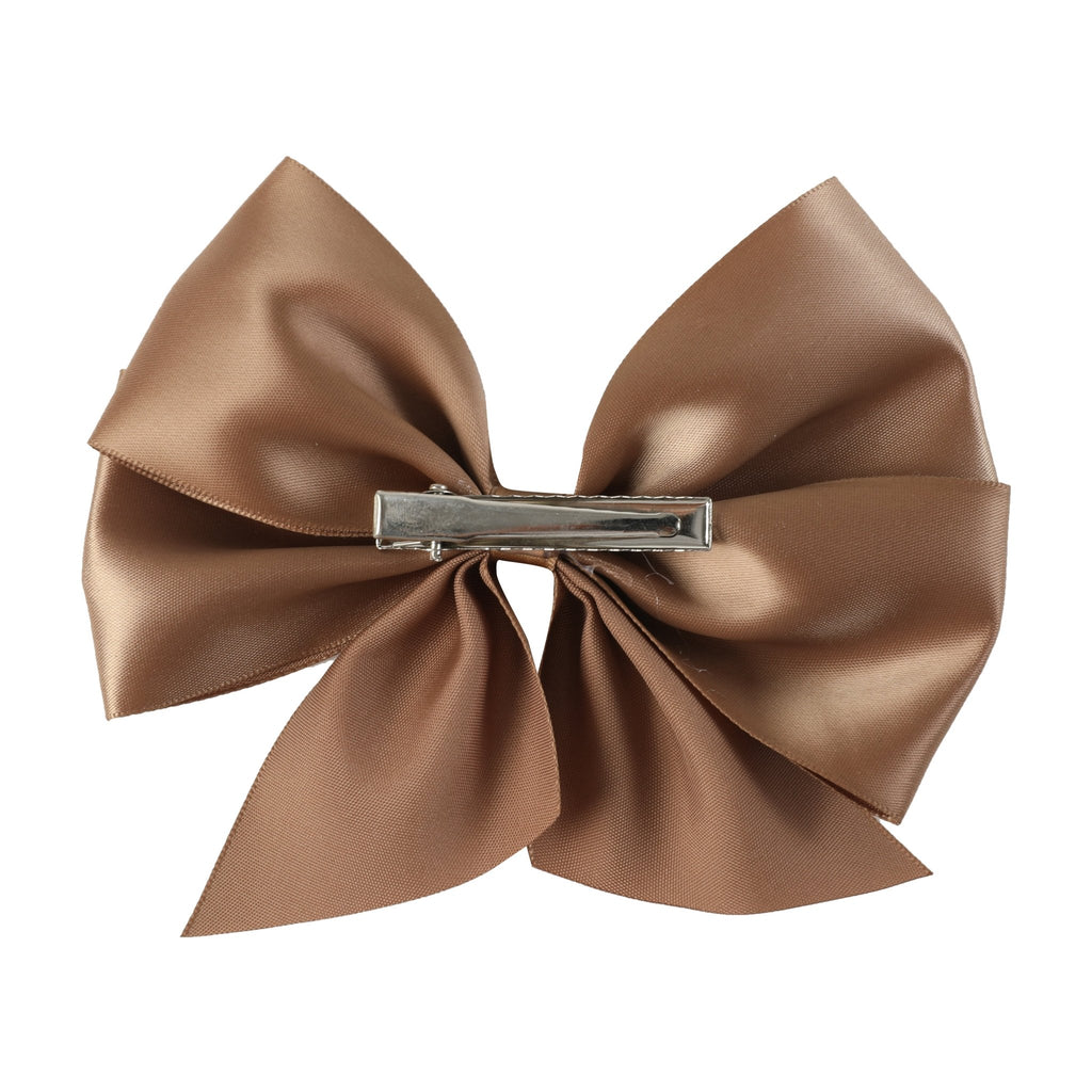Brown Satin Bow Hair Clip - Lil Cactus