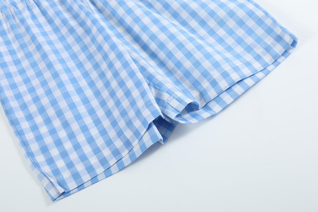 Bunny Family Smocked Tee and Blue Gingham Shorts Set - Lil Cactus