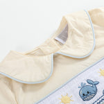Buttercream Yellow Whale Smocked Collared Romper - Lil Cactus