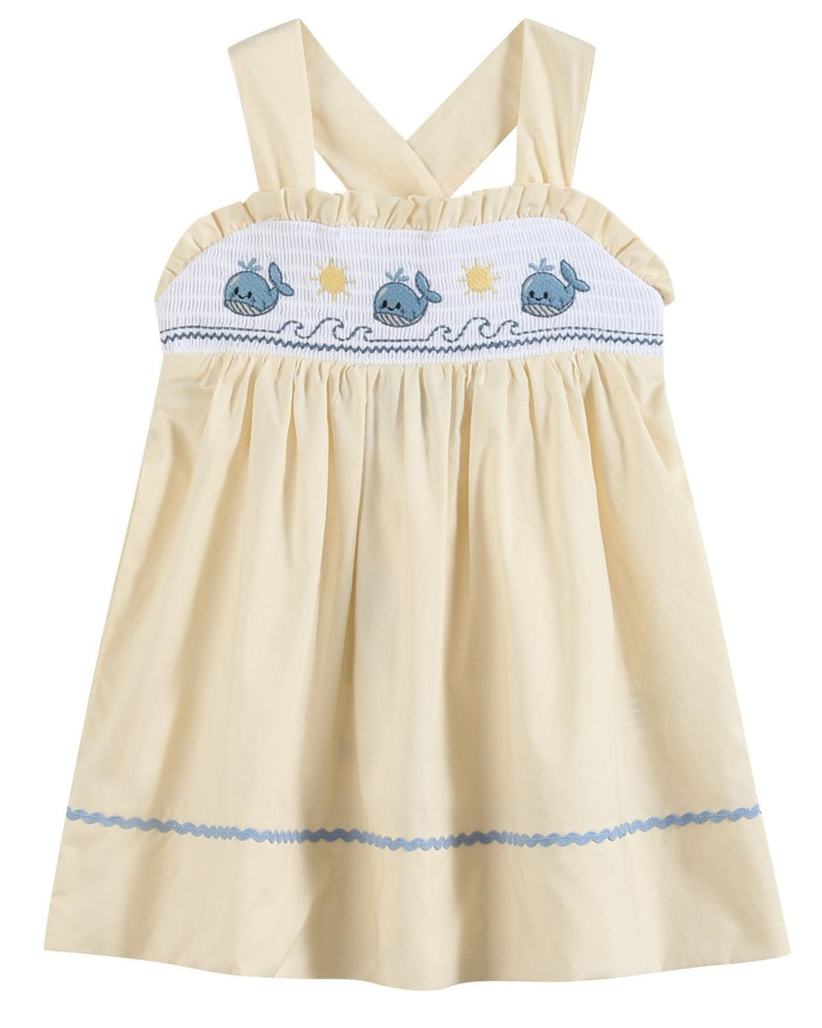 Buttercream Yellow Whale Smocked Dress - Lil Cactus