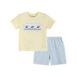 Buttercream Yellow Whale Smocked Shirt and Shorts Set - Lil Cactus