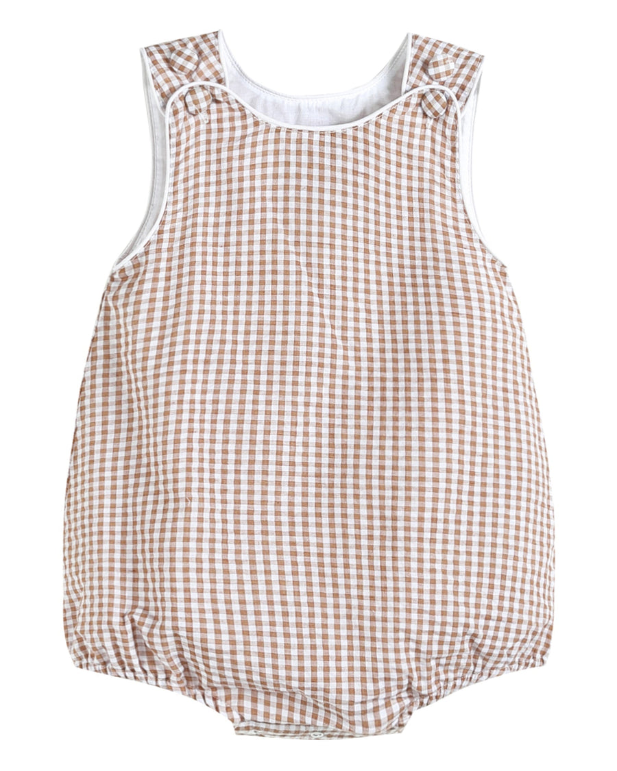 Classic Brown Gingham Bubble Romper - Lil Cactus
