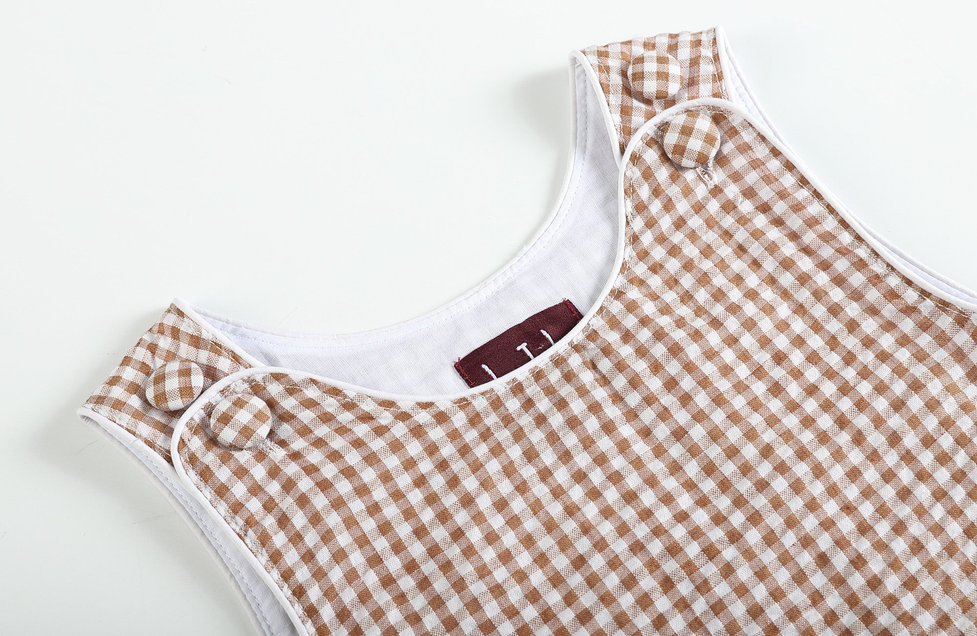 Classic Brown Gingham Bubble Romper - Lil Cactus