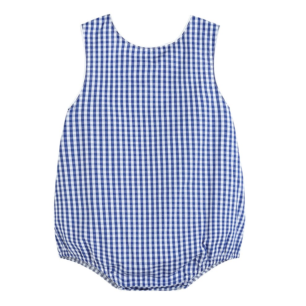 Classic Dark Blue Gingham Bubble Romper - Lil Cactus