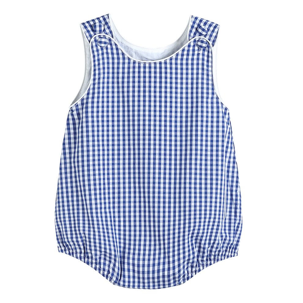 Classic Dark Blue Gingham Bubble Romper - Lil Cactus