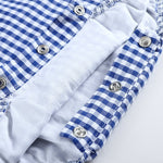 Classic Dark Blue Gingham Bubble Romper - Lil Cactus