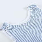 Classic Dark Blue Seersucker Bubble Romper - Lil Cactus