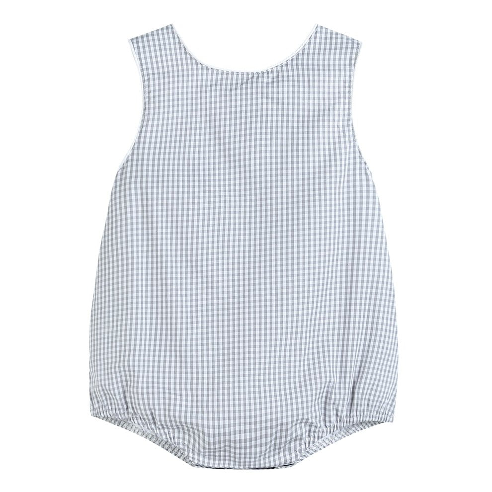 Classic Gray Gingham Bubble Romper - Lil Cactus