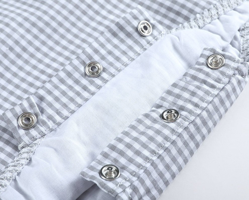 Classic Gray Gingham Bubble Romper - Lil Cactus