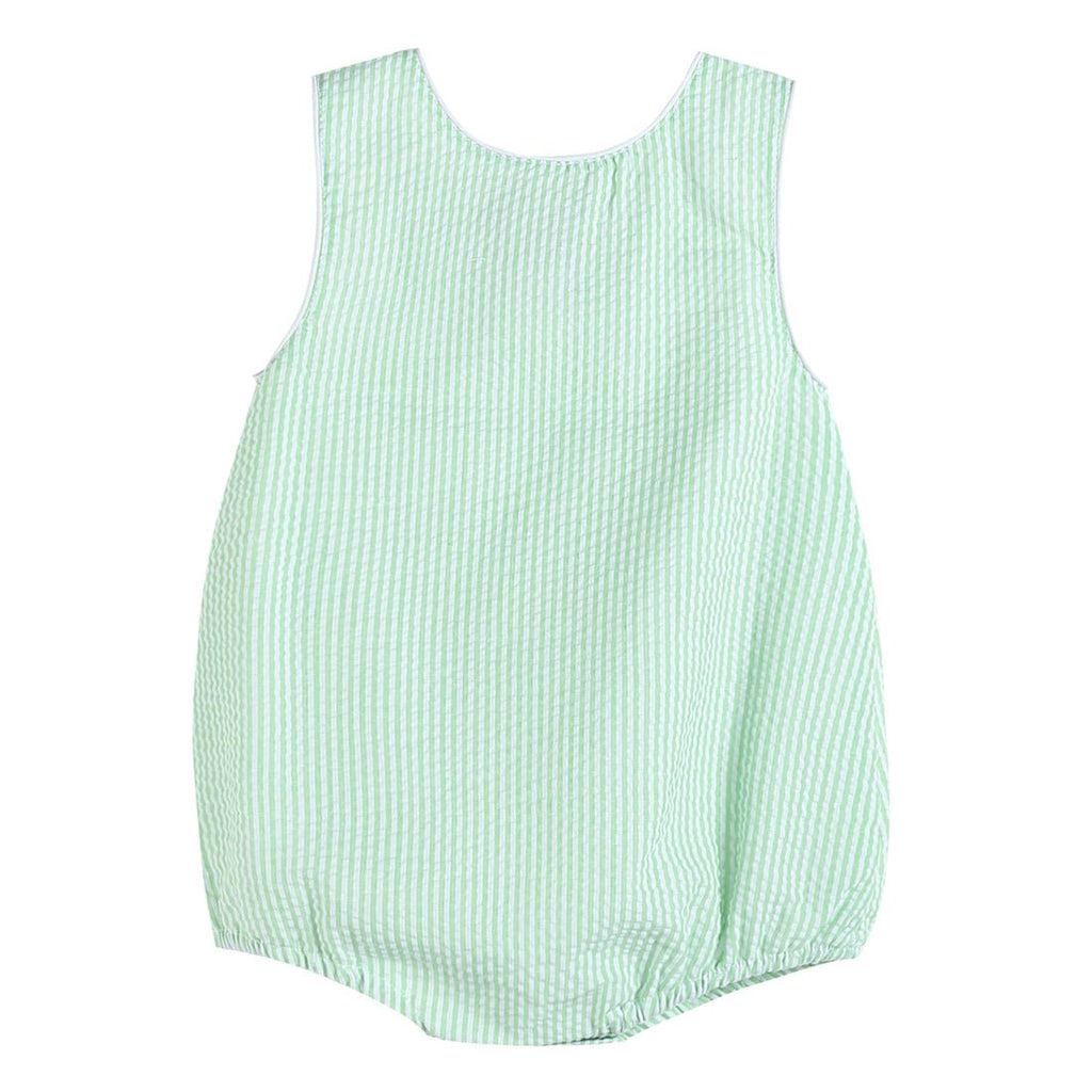 Classic Green Seersucker Bubble Romper - Lil Cactus