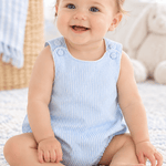 Classic Light Blue Seersucker Bubble Romper - Lil Cactus