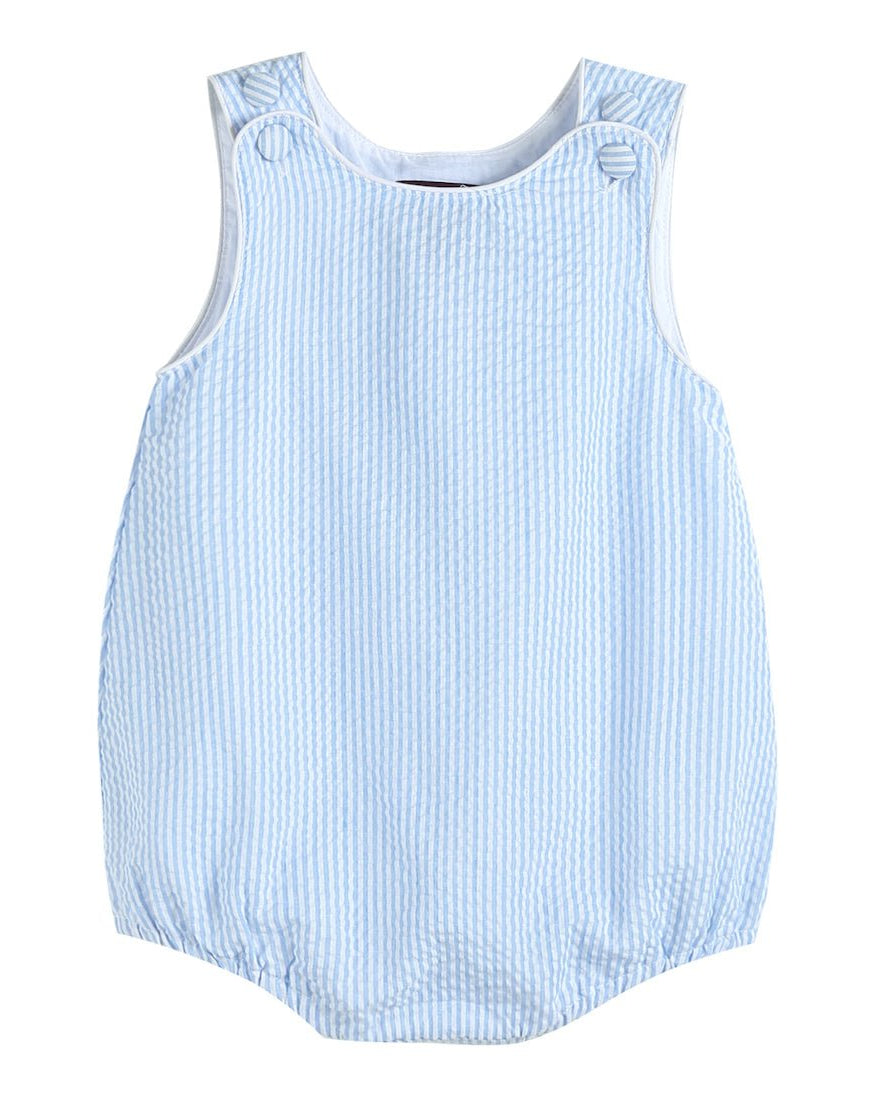 Classic Light Blue Seersucker Bubble Romper - Lil Cactus