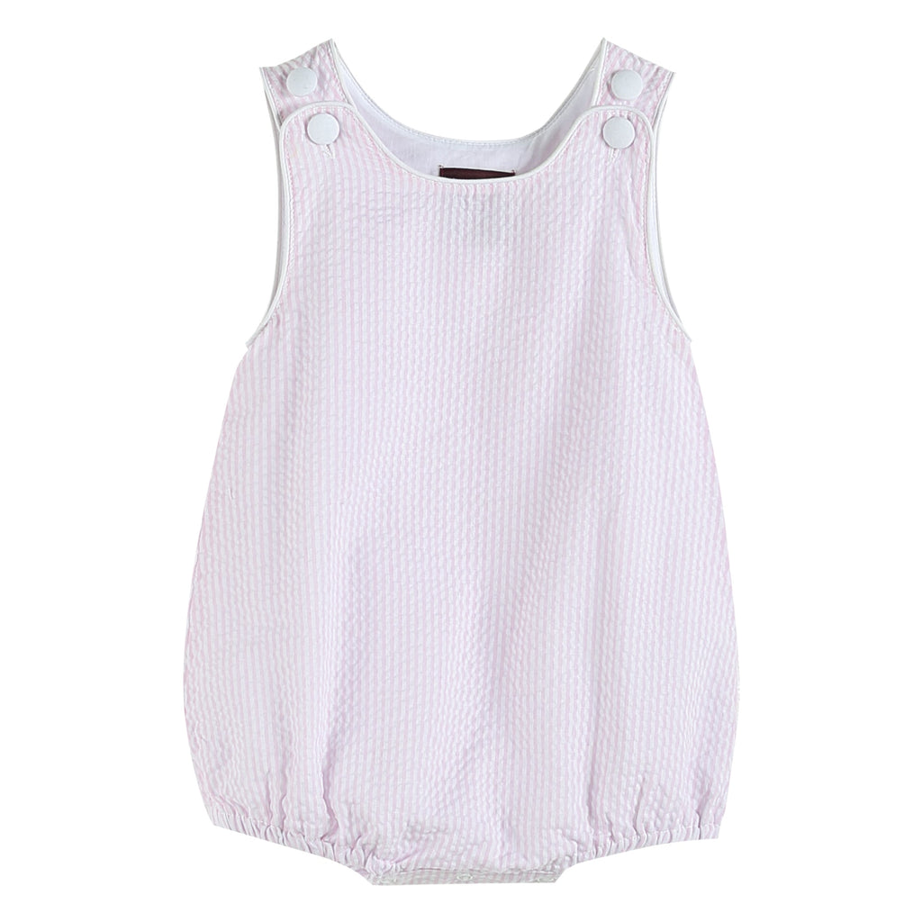 Classic Pink Seersucker Bubble Romper - Lil Cactus