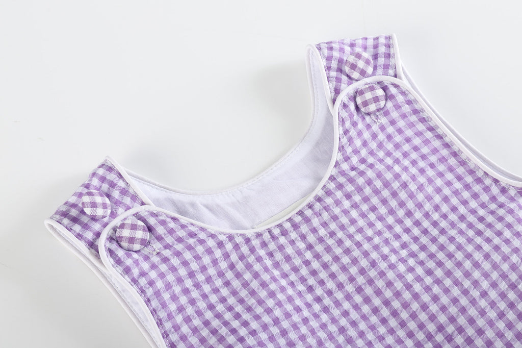 Classic Purple Gingham Bubble Romper - Lil Cactus