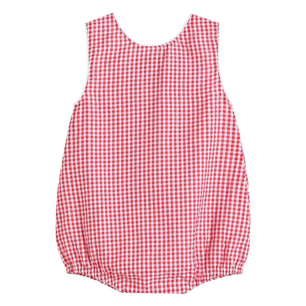 Classic Red Seersucker Bubble Romper - Lil Cactus
