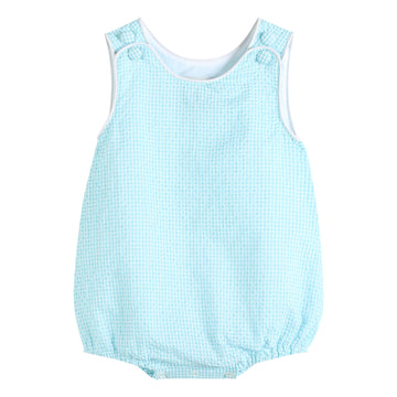 Classic Turquoise Seersucker Bubble Romper - Lil Cactus