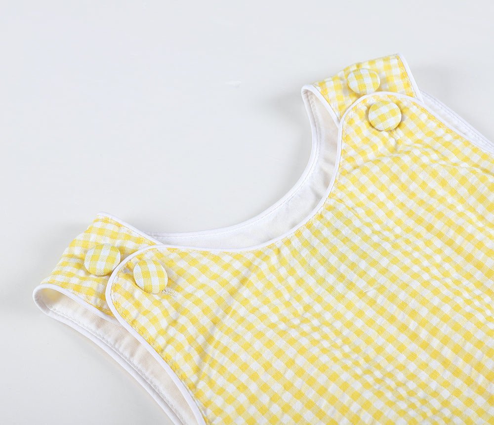 Classic Yellow Gingham Bubble Romper - Lil Cactus