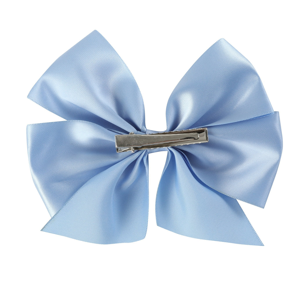Coastal Blue Satin Bow Hair Clip - Lil Cactus