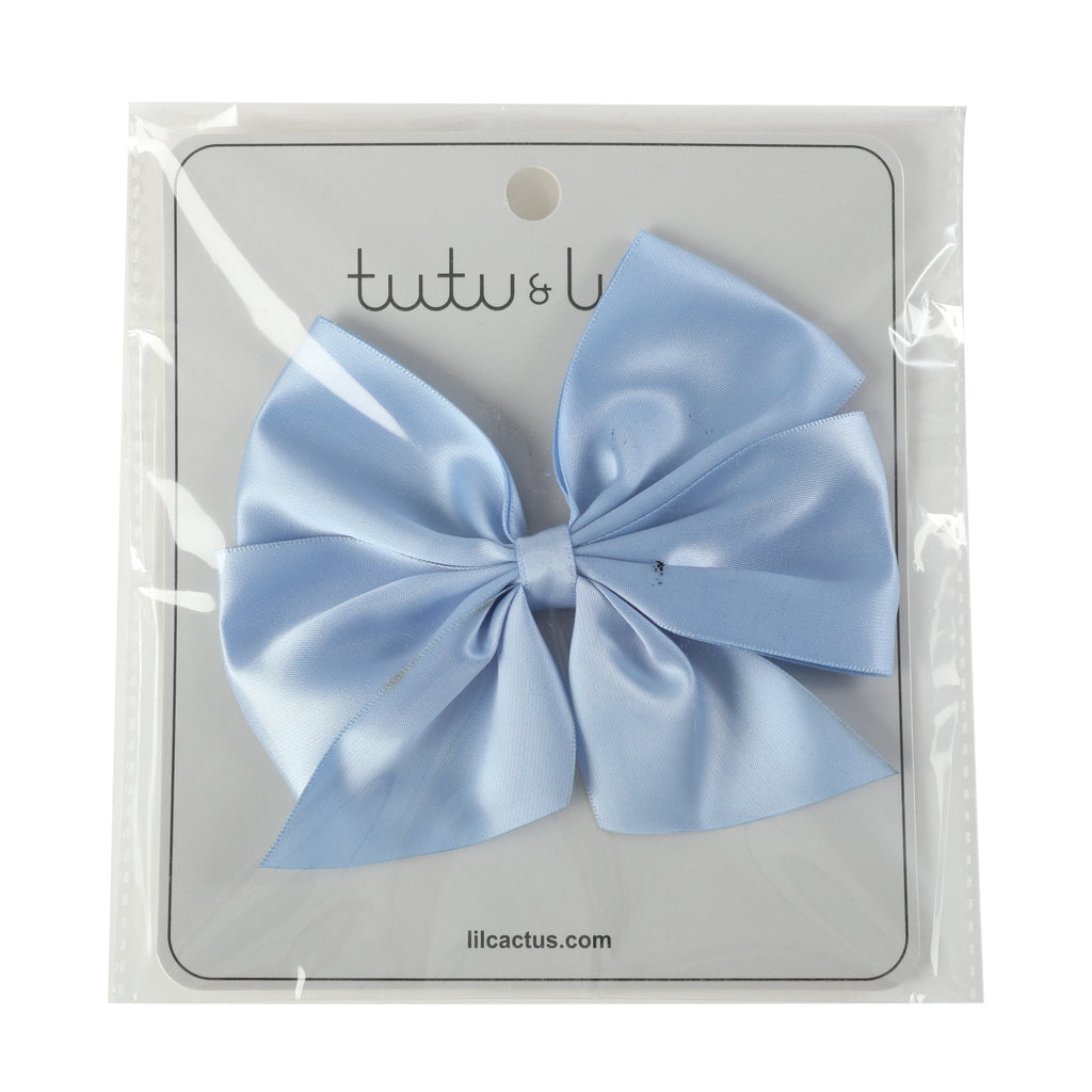 Coastal Blue Satin Bow Hair Clip - Lil Cactus