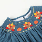 Cobalt Blue Turkey Smocked Bubble Romper - Lil Cactus