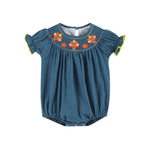 Cobalt Blue Turkey Smocked Bubble Romper - Lil Cactus