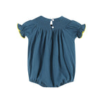 Cobalt Blue Turkey Smocked Bubble Romper - Lil Cactus