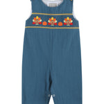 Cobalt Blue Turkey Smocked Overalls - Lil Cactus