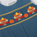 Cobalt Blue Turkey Smocked Overalls - Lil Cactus
