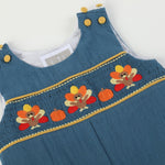 Cobalt Blue Turkey Smocked Overalls - Lil Cactus