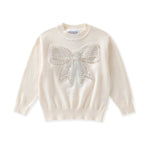 Cream Sparkly Bow Sweater - Lil Cactus