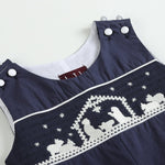 Dark Blue Nativity Smocked Overalls - Lil Cactus