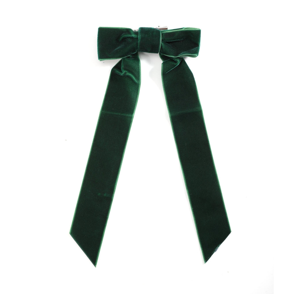 Dark Green Long Tails Hair Bow - Lil Cactus