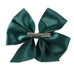 Dark Green Satin Bow Hair Clip - Lil Cactus