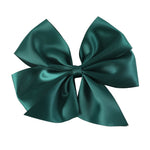 Dark Green Satin Bow Hair Clip - Lil Cactus
