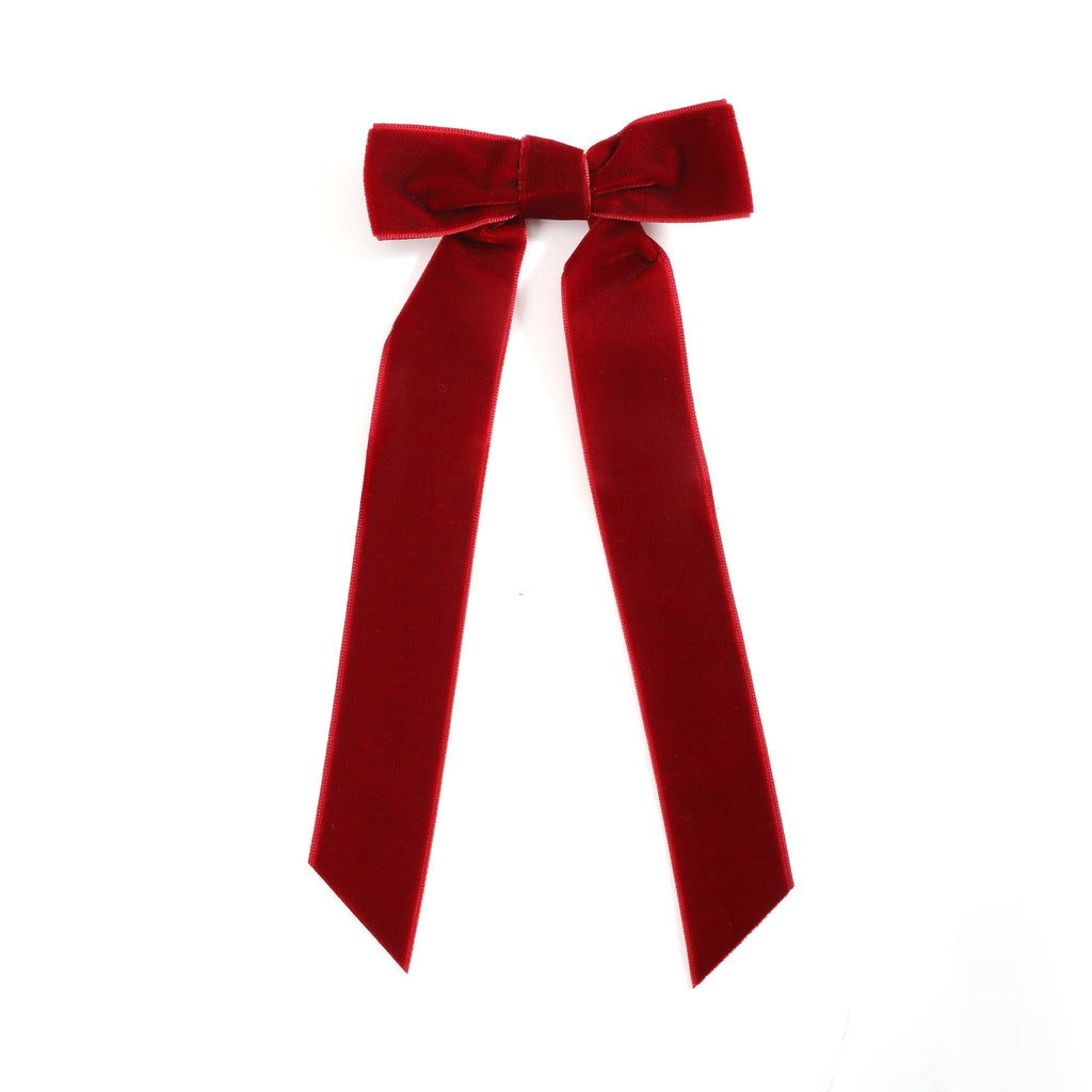 Dark Red Long Tails Hair Bow - Lil Cactus