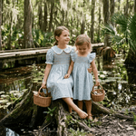 Floral Blue Dove Smocked Collared Dress - Lil Cactus