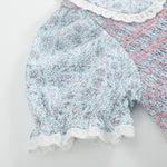 Floral Blue Dove Smocked Collared Dress - Lil Cactus