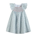 Floral Blue Dove Smocked Flutter Dress - Lil Cactus