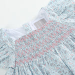 Floral Blue Dove Smocked Flutter Dress - Lil Cactus