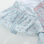 Floral Blue Dove Smocked Flutter Dress - Lil Cactus