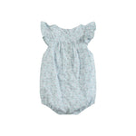 Floral Blue Dove Smocked Flutter Romper - Lil Cactus