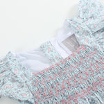 Floral Blue Dove Smocked Flutter Romper - Lil Cactus