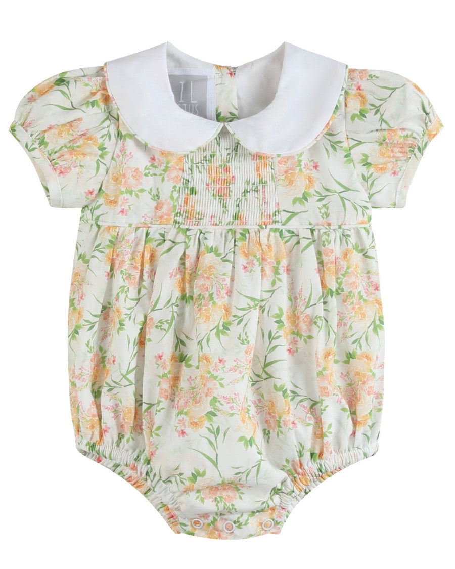 Floral Smocked Collared Bubble Romper - Lil Cactus