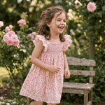 Floral Strawberry Smocked Flutter Dress - Lil Cactus